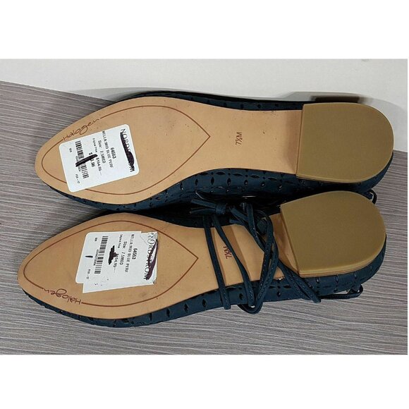 Halogen Nella Ghillie Flat, Blue Perforated Leather, Womens Size 7.5 & 8.5 - Picture 8 of 9